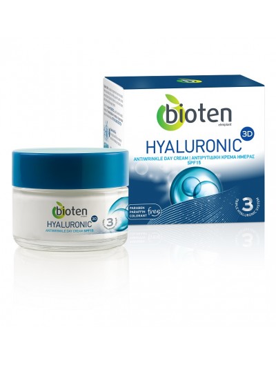 Bioten Hyaluronic Aντιρυτιδική Κρέμα Ημέρας 3d Spf 15  50ml